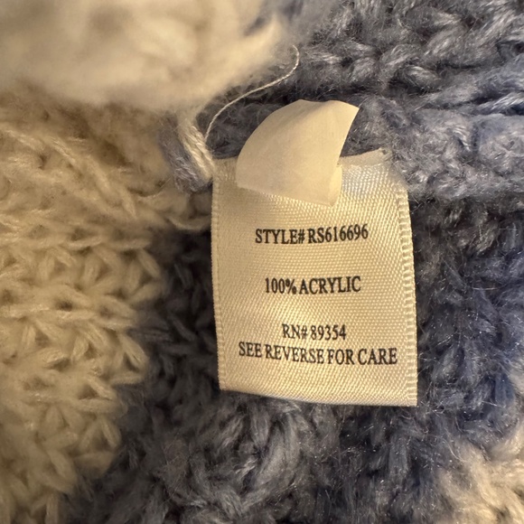 white brown blue stripe knitted sweater turtle neck acrylic fabric - Picture 4 of 4